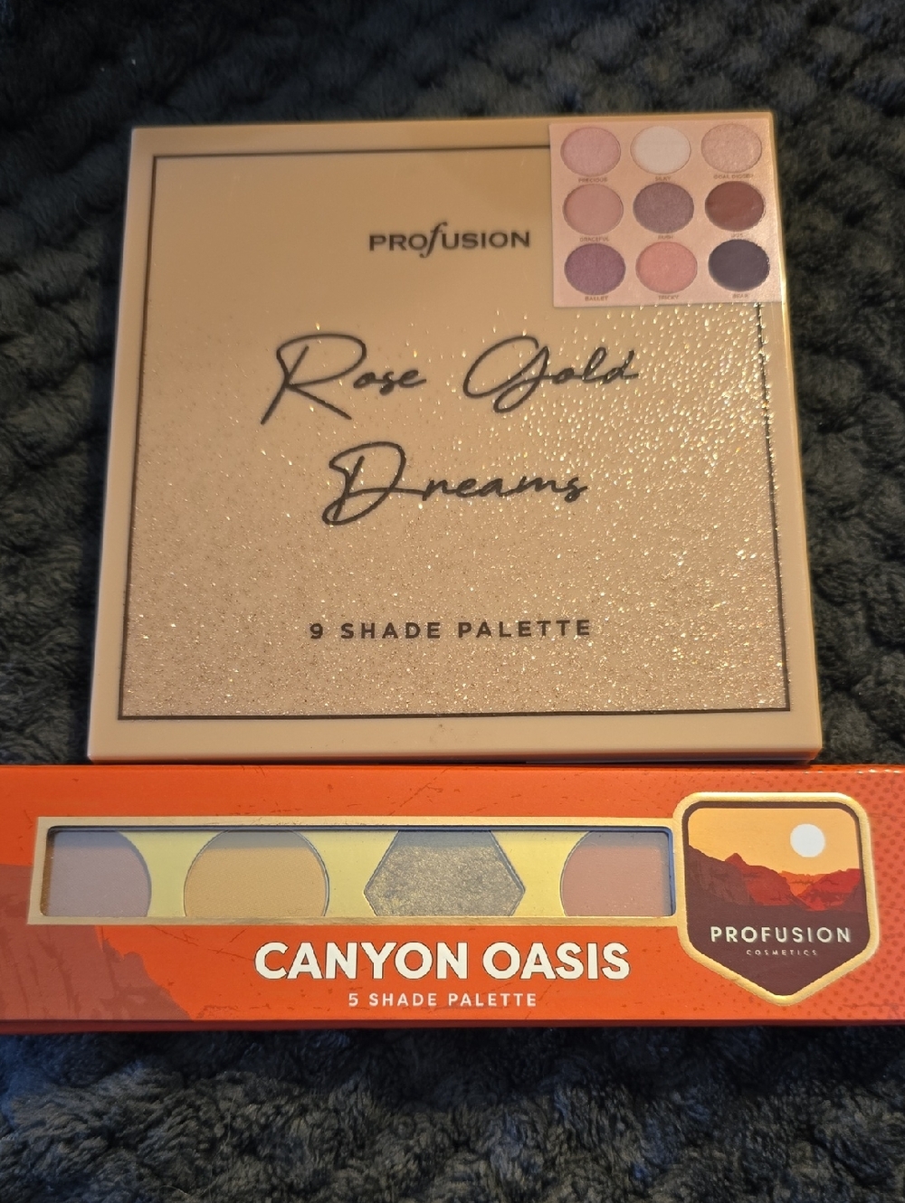 2 Profusion Cosmetics Eyeshadow Palettes In Rose Gold Dreams And Canyon Oasis
